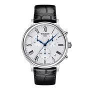 Tissot Carson Premium Chronograph T122.417.16.033.00 - cinturino nero - quadrante argento con cronografo e datario